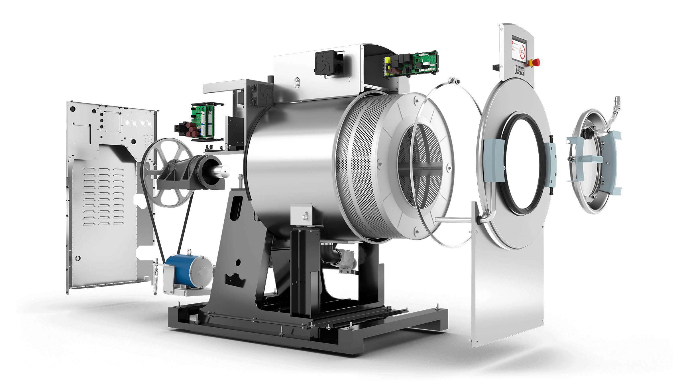 exploded interior view of washing machine